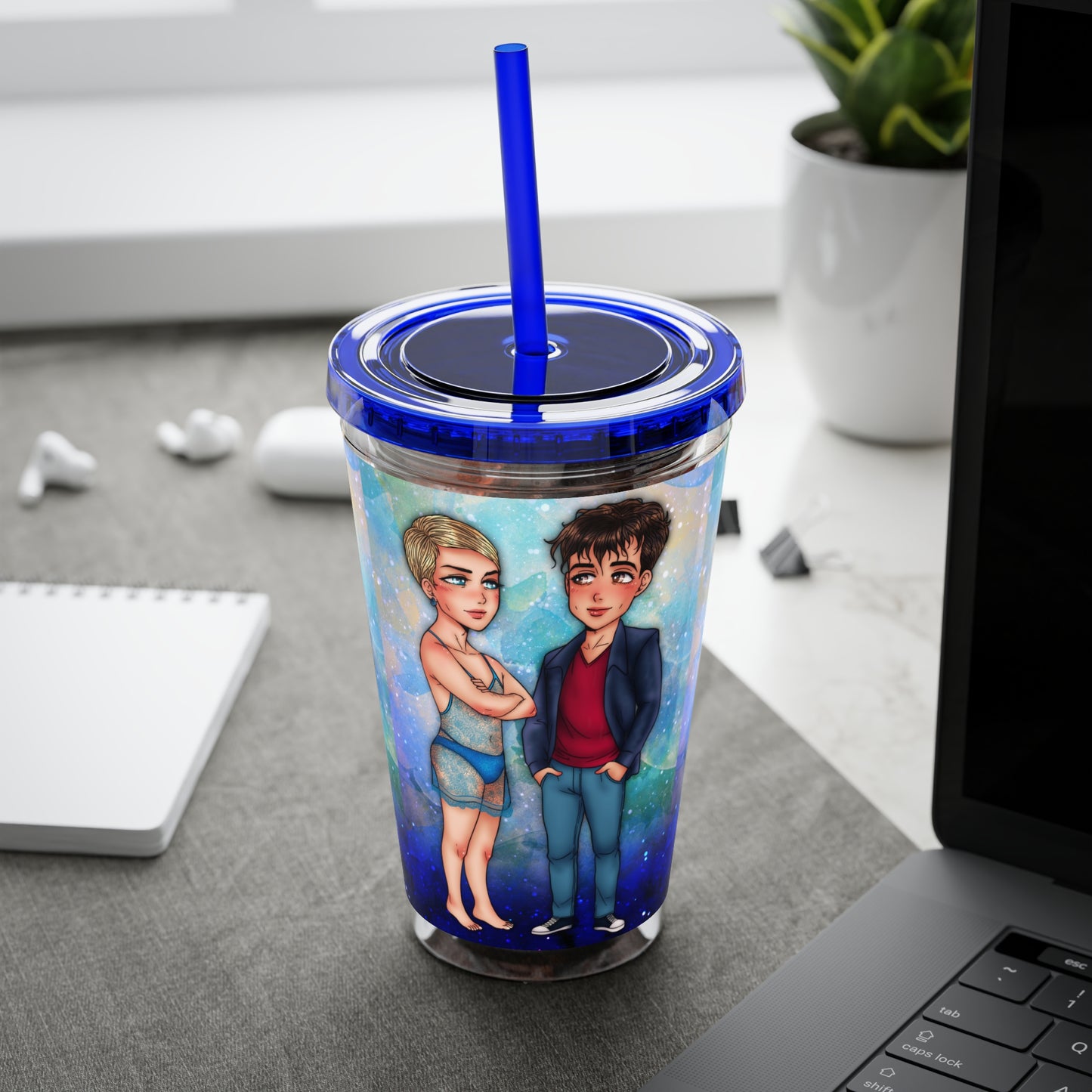 Syl & Russ Tumbler with Straw, 16oz