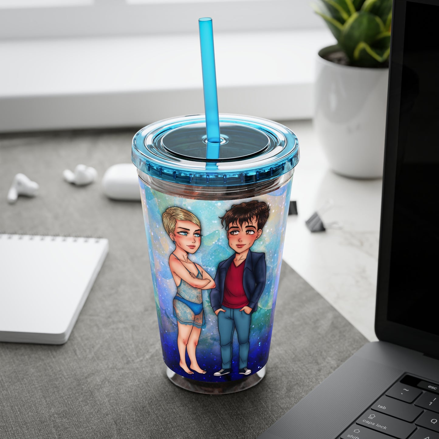 Syl & Russ Tumbler with Straw, 16oz