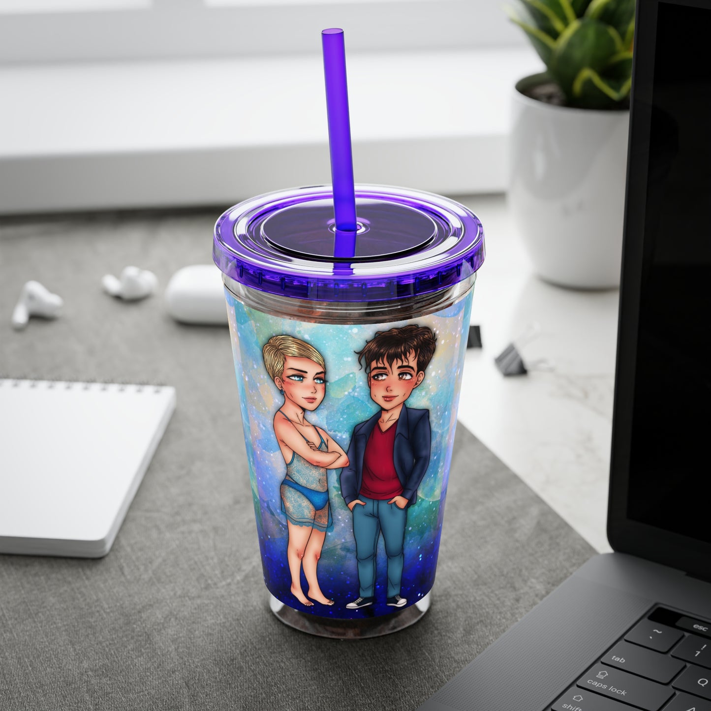 Syl & Russ Tumbler with Straw, 16oz