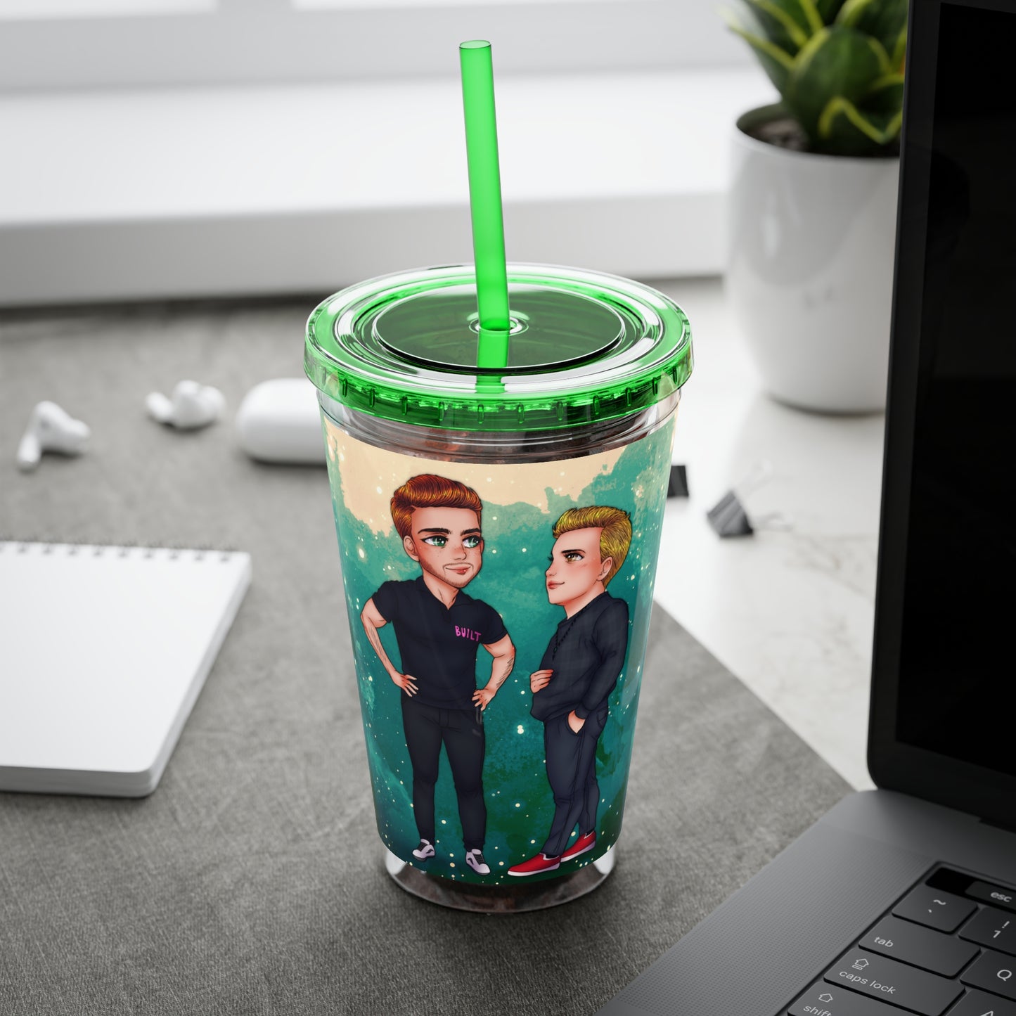 Caine & Logan Tumbler with Straw, 16oz