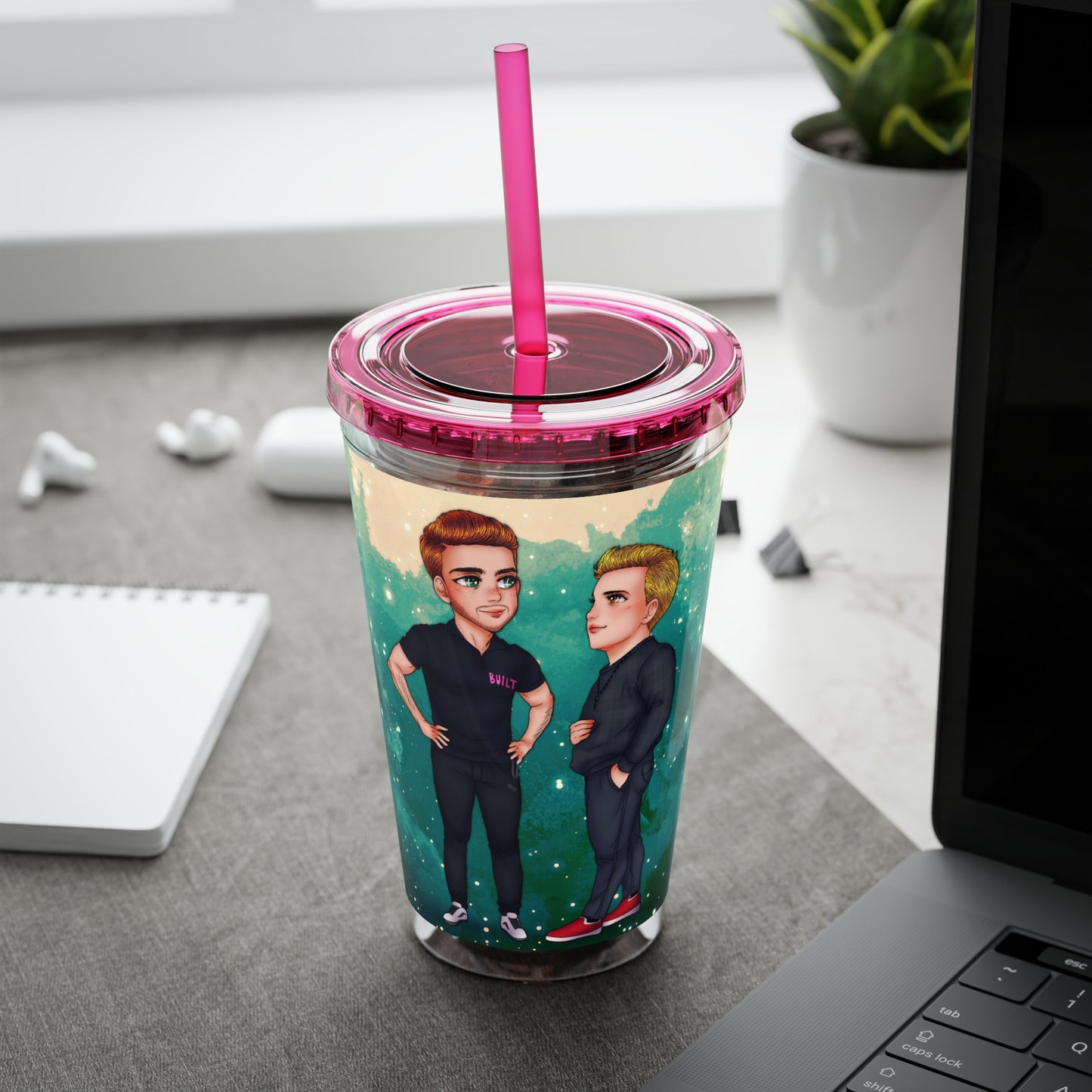 Caine & Logan Tumbler with Straw, 16oz